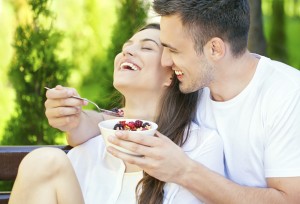 Couple eating healthy
